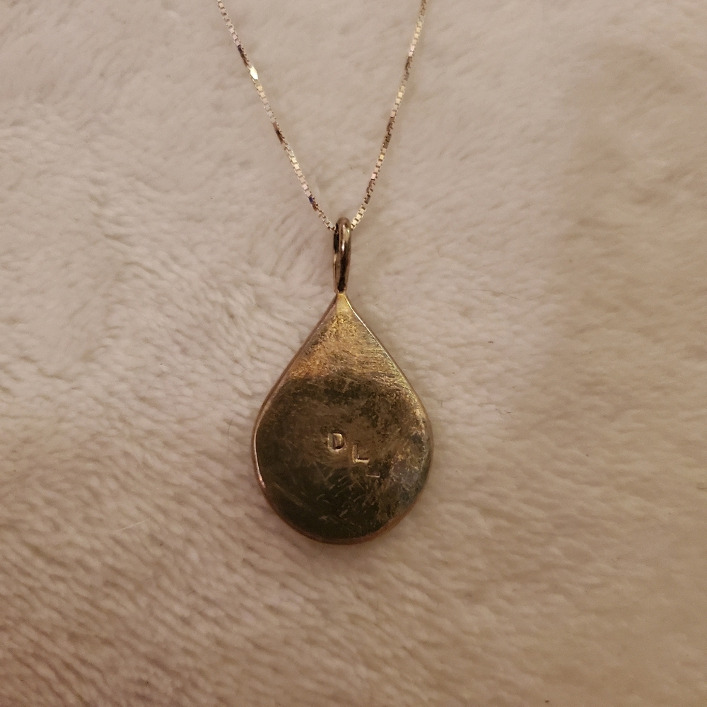 Native American Inspired Blue Opal Teardrop Pendant Necklace - Picture 3 of 3
